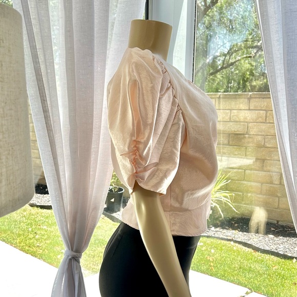 BB Collections Womens Vintage 80s Avant-Garde Pink Puff Sleeve Cardigan Size 10 - Picture 3 of 10